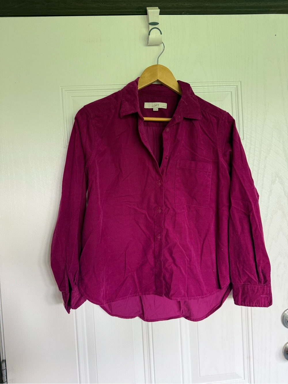 2 for $15 sale: LOFT petite magenta pink Corduroy Button Down Shirt - S